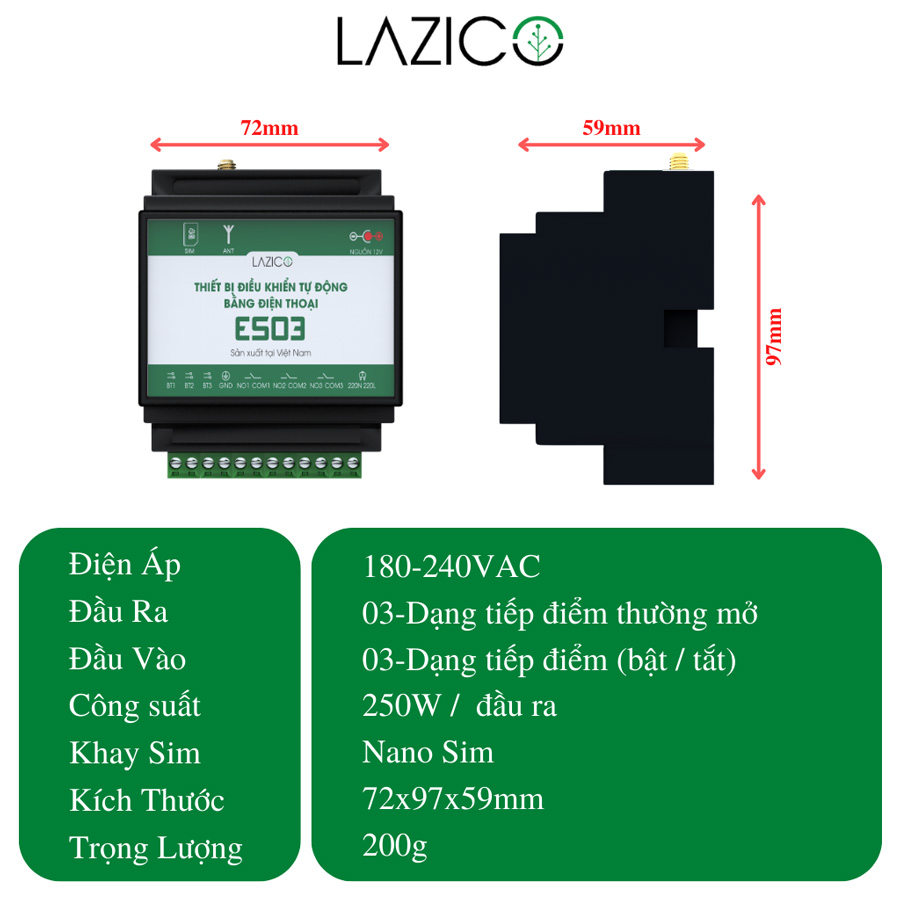 Công tắc điều khiển từ xa qua sim Lazico ES03+ - Ảnh 3